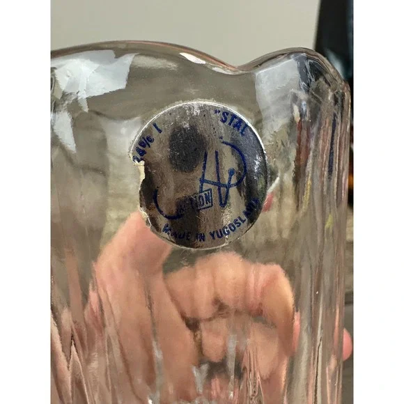 Blarney 24% Lead Crystal Pitcher Vintage 1989 Yugoslavia Diamond Cut - Picture 6 of 9